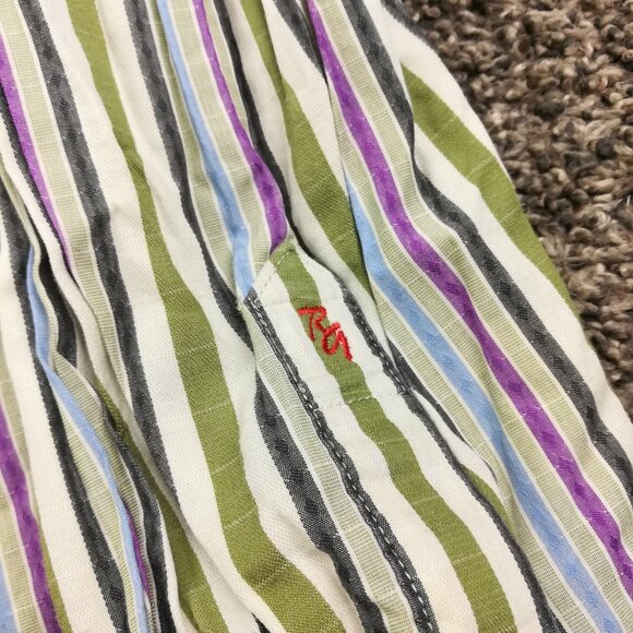 Robert Graham Shirt Paisley Flip Cuff Striped Silk Trim L/S Button Up Mens Large - Picture 4 of 11
